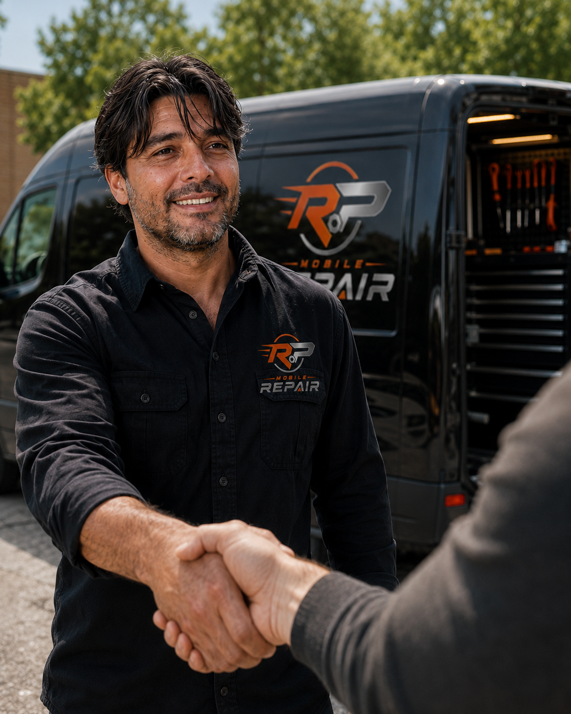 Paulo from RP Mobile Repair beside the mobile service van