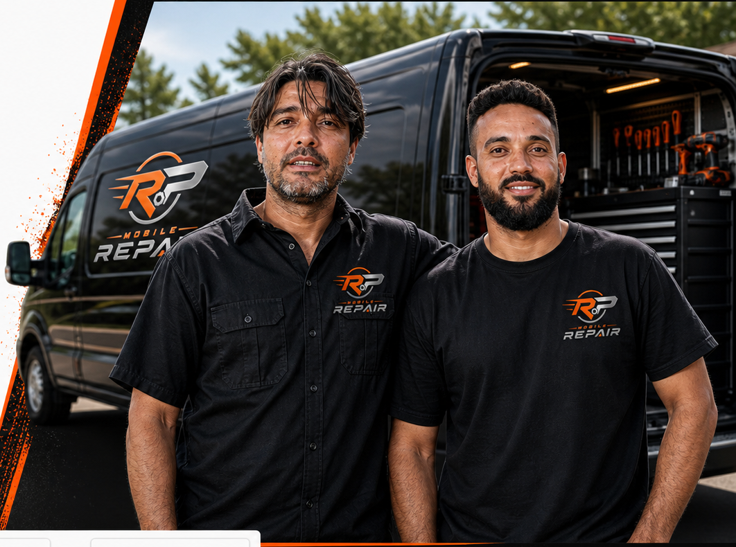Paulo and Robson from RP Mobile Repair beside the mobile service van